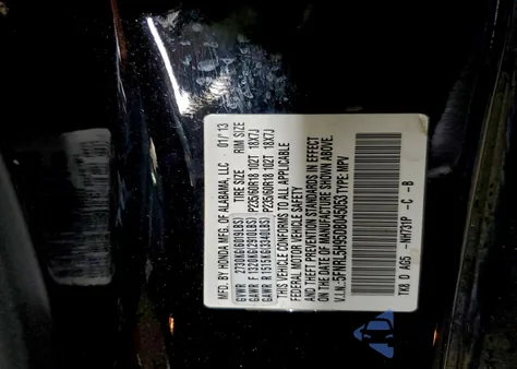 2013 Honda Odyssey Touring z USA, uszkodzony, nr VIN 5FNRL5H95DB045053